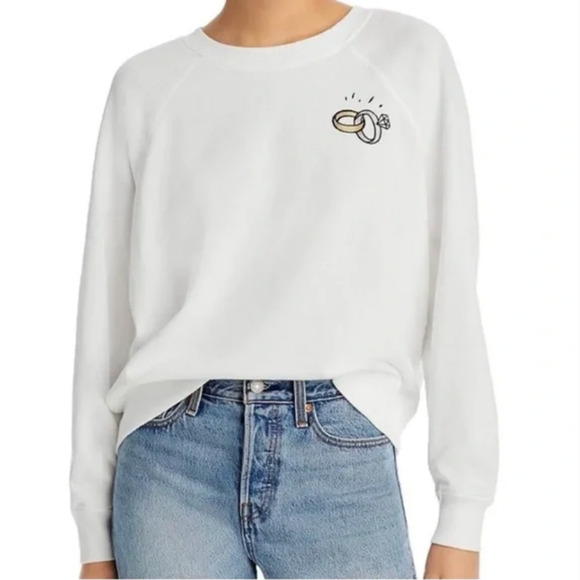 WILDFOX Getting Acquainted Sommers Sweatshirt Vanilla Graphic Print NWT - Picture 3 of 12